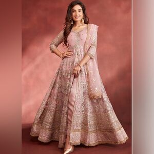 Pink Embroidered Pant Style Anarkali